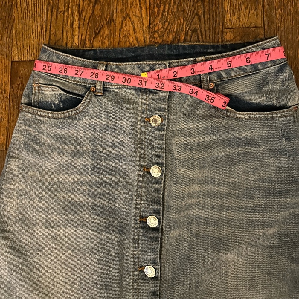 Re-Worked Lightly Worn Target Denim Faux Button Front Denim Skirt - Size 12